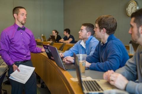 students and professor in a lecture hall